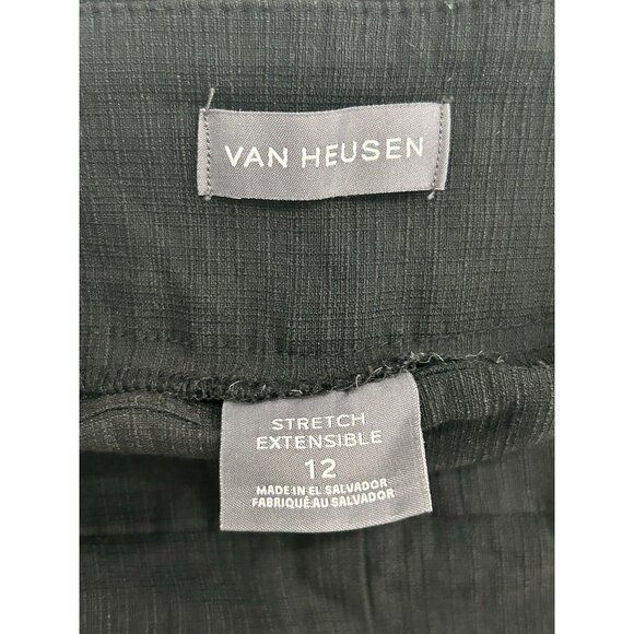Van Heusen Stretch Extensible Cropped Pants Black Sz 12 Work Business Casual - Picture 5 of 10